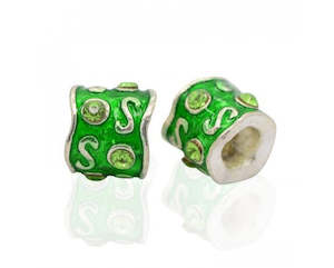 Metal - Tube (European Style) - Enameled with Rhinestones - 9mm x 9mm - 10 pieces