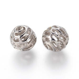 European Style: Metal - Round - 11mm - 10 pieces - Platinum