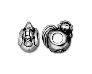 European Style: Metal - Rooster (European Style) - 13mm - 5 pieces - Antique Silver