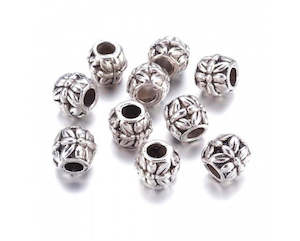 European Style: Metal - Tube (European Style) - 9mm x 9.5mm - 10 pieces - Antique Silver