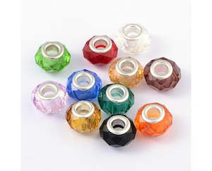 European Style: Resin - Rondelle (Faceted) (European Style) - 14mm x 9mm - 1 piece