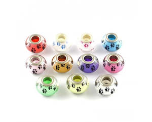 Acrylic - Rondelle (European Style) - 14mm x 10mm - 1 piece - Paw Print