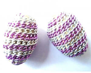 Kashmiri: Kashmiri - Oval - 20mm x 30mm - 10 pieces - Purple and Silver