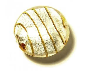 Lampwork: Lampwork - Silver-Foil - Coin (Domed) - 5 pieces