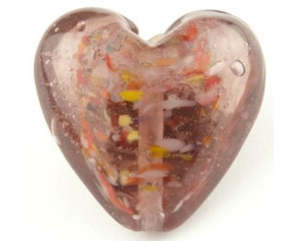 Lampwork: Lampwork - Heart - 30mm - 1 piece - Burgandy