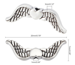 Metal - Angel Wings - 20mm x 7mm - 20 pieces