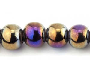 Porcelain And Ceramic: Ceramic - Round - 10mm - 1 strand - Bronze AB