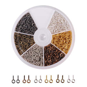 Bails And Pendant Slides: Kit - Screw Eye Pins - 6 Colours