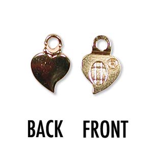 Bails And Pendant Slides: Bail - Glue On - Heart - 13mm x 10mm - Gold Plated