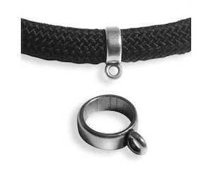 Bails And Pendant Slides: Pendant Slider - Round - Antique Silver - 1 piece