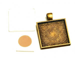 Bezel Pendant Kit - Square - 25mm