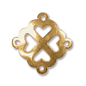 Connectors And Frames: Metal - Connector - Heart - 12mm - 1 piece - Anti-Tarnish Brass