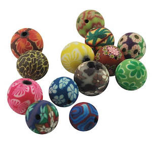 Beads: Polymer Clay - Round - 10mm - 40 pieces - Mixed Colour