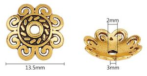 Bead Caps - Flower - 13.5mm x 3mm