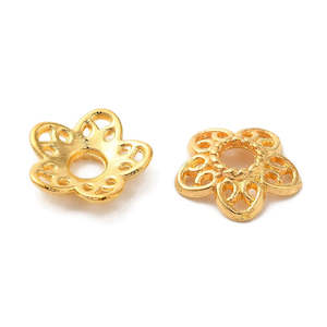 Bead Caps - Flower - 10.7mm x 11mm - Golden