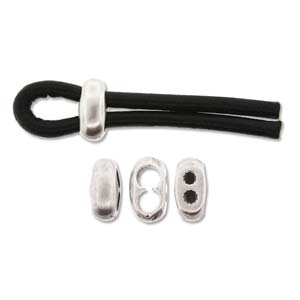 Mixed Media: Half Bar Bracelet Slider - 4mm (ID) - 1 piece - Antique Silver