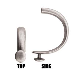 Mixed Media: Half Bar Bracelet - Button - 56mm x 33mm - 1 piece - Antique Silver