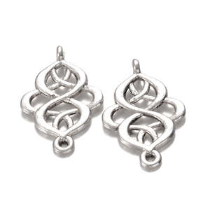 Connectors And Frames: Metal - Connector - 28mm x 18mm - 10 pieces - Antique Silver