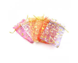 Packaging: Organza Gift Bag - Heart Printed - 9cm x 7cm - 10 pieces