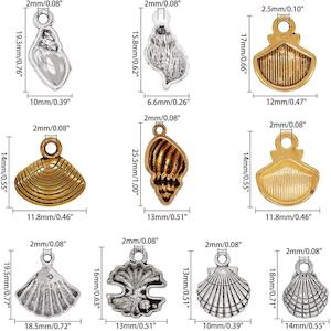 Charms: Charms - Shells - 10 pieces - Mixed