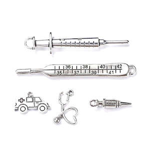 Charms: Charms - Medical - Antique Silver - 5 pieces