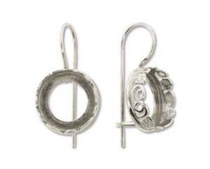 Earrings: Bezel Earring - Hook - 12mm - 1 pair - Silver