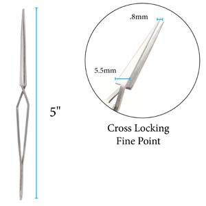 Needles And Tweezers: BeadSmith - Fine Point Cross Locking Tweezers