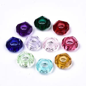 Acrylic - Disc - Faceted - 14mm x 5mm - 20 pieces - Mixed Colours