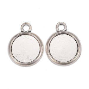 Findings: Bezel Pendant - 23.5mm x 18.8mm - Antique Silver