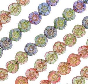 Beads: Czech - Table Cut - Sun Daisies - Gold