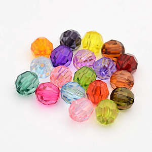 Acrylic - Round - Faceted - 6mm - 40 pieces