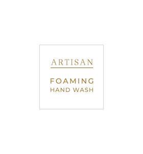 Label: 75. Artisan Foaming Hand Wash Label 3.4cm - Transparent with Shiny Gold Foil