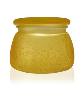 Cut Glass Collection: Matte Gold Multiflora Cut Glass Candle Jar with Lid - 350mls