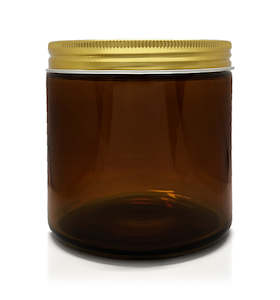Products: Dark Amber Pharmacist Glass Jar with Gold Lid 400ml