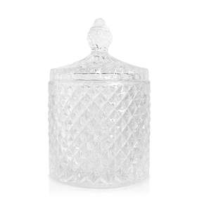 Geo Vintage Cut Glass Candle Jar with Lid - 250mls
