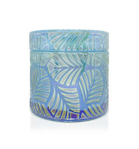 Vintage Cut Glass Collection: Leaf Vintage Cut Glass Candle Jar with Lid - 200mls - Blue Ion