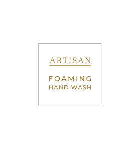 Retail Packaging: 75. Artisan Foaming Hand Wash Label 3.4cm - Transparent with Shiny Gold Foil