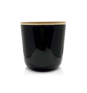 Thick Wall Glass Candle Jar - Black with Wooden Lid 150mls