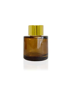 Diffuser Bottles: 50ml Amber Diffuser Bottle - Gold Collar