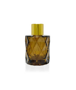 Diffuser Bottles: 50ml Diamond Cut Amber Diffuser Bottle - Gold Collar