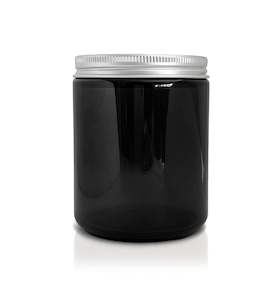 Black Pharmacist Glass Jar with Silver Lid 200ml