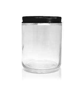 Clear Pharmacist Glass Jar with Black Lid 200ml