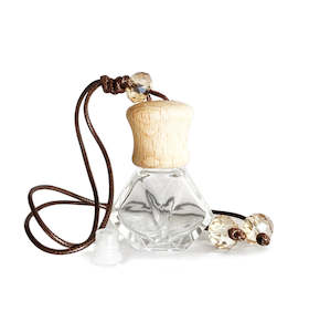 Diffuser Bottles: 5ml Diamond Car Diffuser Bottle with Wooden Cap and Faux Leather String