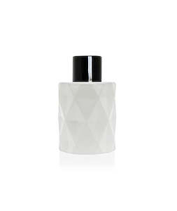 Diffuser Bottles: 50ml Diamond Cut White Diffuser Bottle - Black Collar