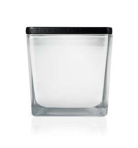 Square Collection: Seconds - White Square Glass Candle Jar with Black Wooden Lid 250ml