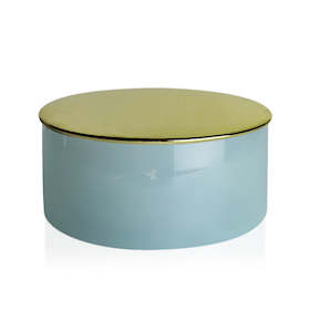 Bowls: Blue Glass Candle Bowl with Gold Lid 350ml