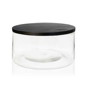 Bowls: Clear Glass Candle Bowl with Black Wooden Lid 350ml