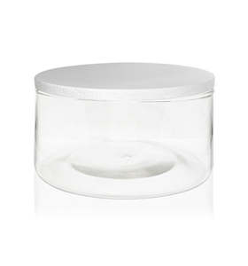 Bowls: Clear Glass Candle Bowl with White Wooden Lid 350ml