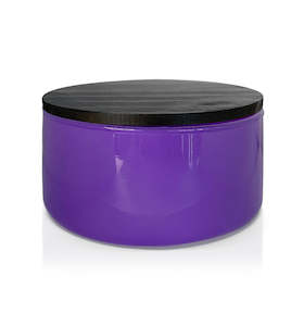 Purple Glass Candle Bowl with Black Wooden Lid 350ml