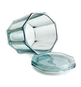 Elaine Collection: Elaine Blue Glass Candle Jar with Lid 600mls